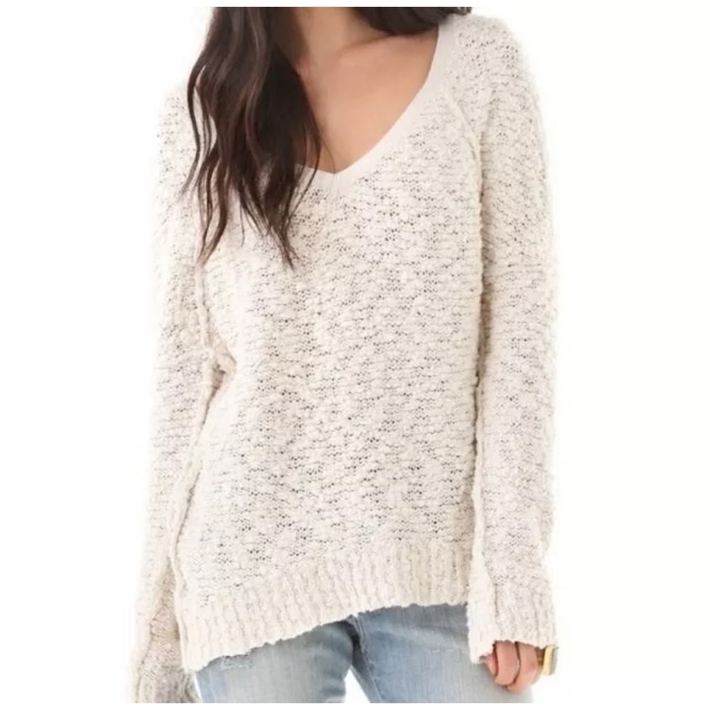 Ladies Free People Songbird Pull Over V Neck Sweater Size Small